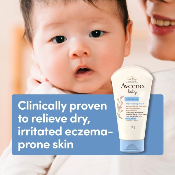 ⁦Aveeno Eczema Therapy Daily Moisturizing Cream for Sensitive Skin, Soothing Lotion with Colloidal Oatmeal for Dry, Itchy, and Irritated Skin, Steroid-Free and Fragrance-Free, 5 oz⁩ - الصورة ⁦4⁩