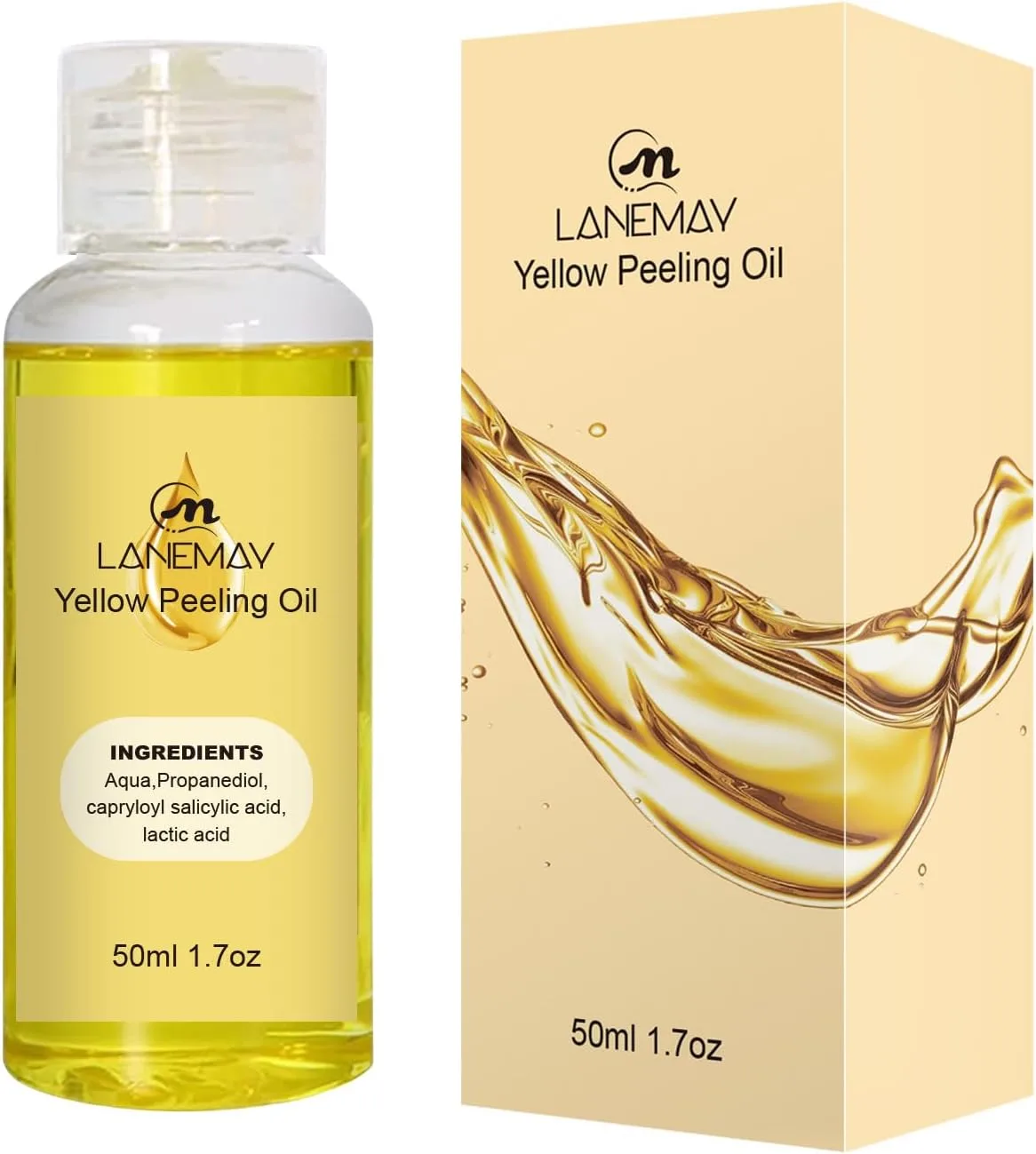 TERRIFI Yellow Peeling Oil, Skin Exfoliator and Body Oil for Glowing Skin, Pore Cleansing and Brightening Moisturizer, Ideal for Dark Spots and Smooth Texture