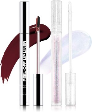 تنت شفايف محدد شفايف Erinde مجموعة قلم تحديد الشفاه النقاري والتوين الشفاه، متطول المدة، لستر الشفاه المريح لللمس ومُرطب، نهاية لامعة رطبة، صبغة شفاه مُضوئية وسهلة