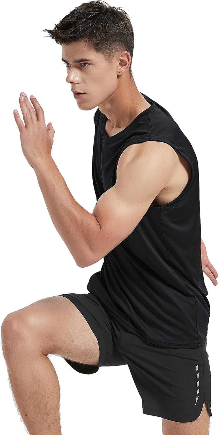 MIER Men's UPF 50+ Sleeveless Workout Swim Shirts Quick Dry Running Tank Tops UV Protection Muscle Tees 5 MIER Men's UPF 50+ Sleeveless Workout Swim Shirts Quick Dry Running Tank Tops UV Protection Muscle Tees - الصورة 5