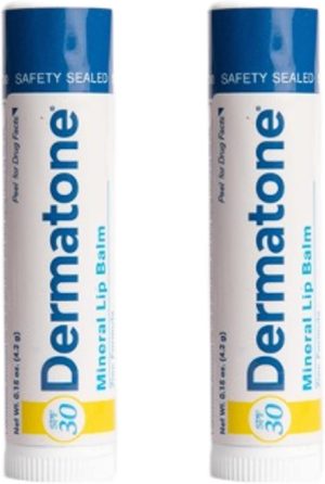 Dermatone Mineral Lip Balm SPF 30 | Moisturizing, Reef Safe, Oxybenzone Free | Broad Spectrum Sunburn Protection | Zinc Oxide Lip Sunscreen | Lip Balm with Sunscreen SPF 30 | 0.15 oz (2-Pack)