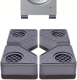 Aputue Washing Machine Anti Vibration Pads, 4 Pack Non Slip Anti-Walking Anti Vibration Pads with Drainage Hole for Toilet Washing Machine, Noise Reduction Washing Machine Anti Vibration Mat，Protects