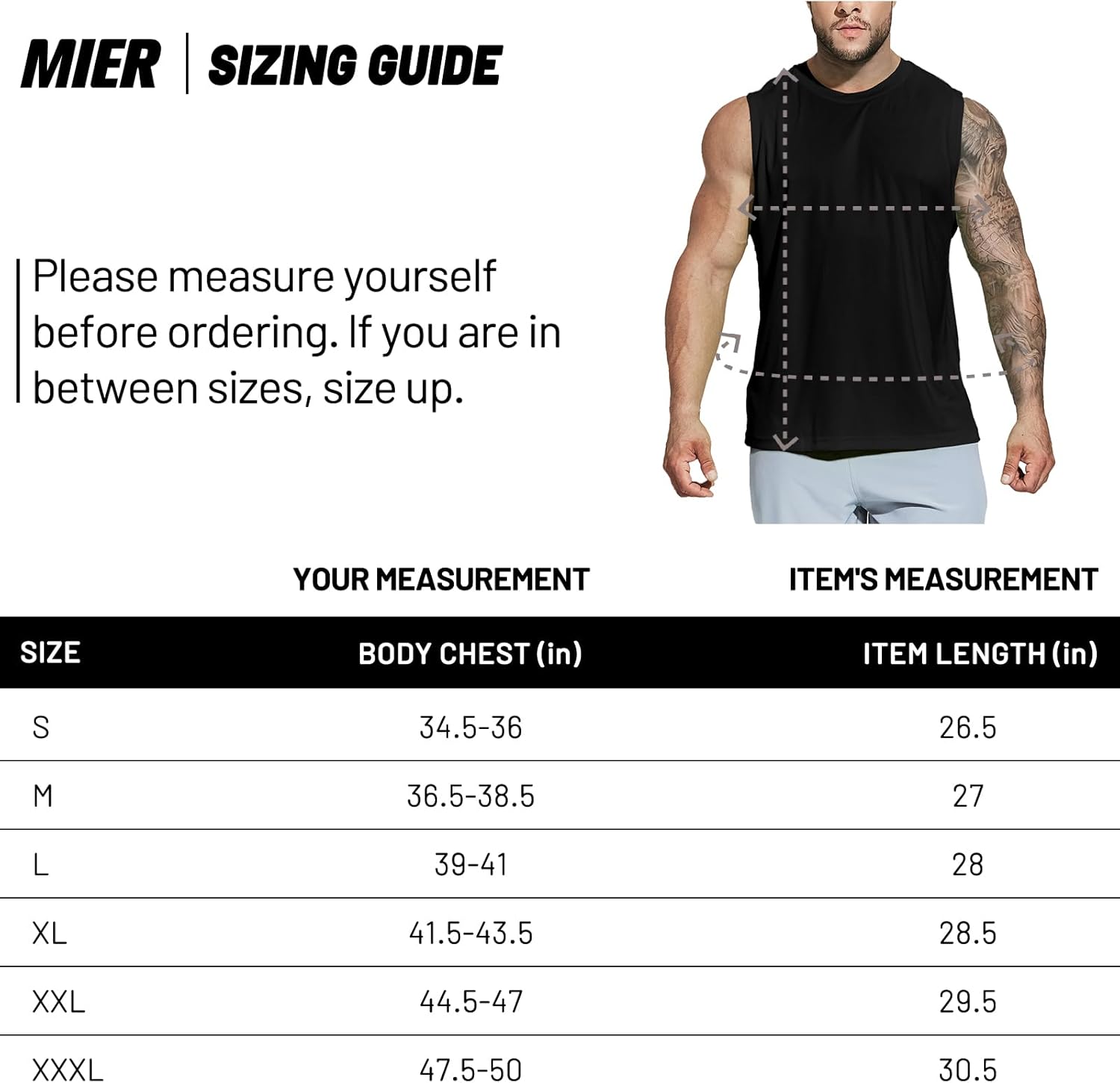 MIER Men's UPF 50+ Sleeveless Workout Swim Shirts Quick Dry Running Tank Tops UV Protection Muscle Tees 6 MIER Men's UPF 50+ Sleeveless Workout Swim Shirts Quick Dry Running Tank Tops UV Protection Muscle Tees - الصورة 6