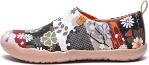 UIN Women's Loafers Flat Shoes Slip On Round Toe Canvas Shoe Casual Flower Walking Travel Lightweight Shoes