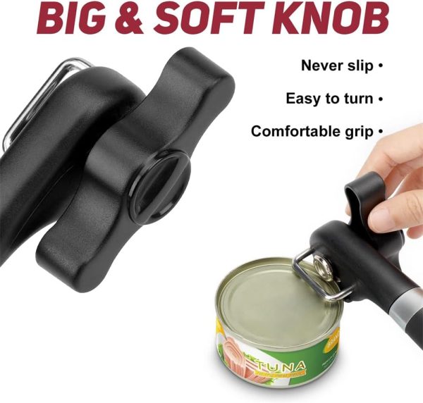 ⁦SYOSI Ergonomic Manual Can Opener - Safe Cut Design, Smooth Edges, Stainless Steel, Larger Knob for Easy Use, Ideal for Fruit Cans & Kitchen Utensils⁩ - الصورة ⁦5⁩