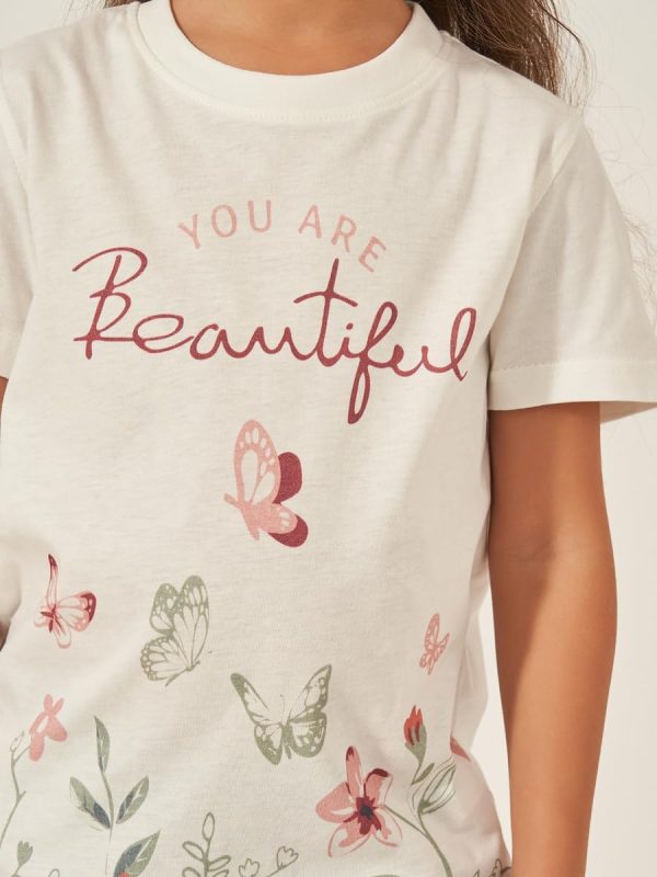 ⁦Styli Girls Graphic Print Short Sleeve T-Shirt⁩ - الصورة ⁦4⁩