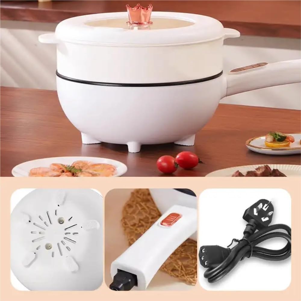 CCOVERY 3.5L Electric Hot Pot,Double-flavor Hot Pot,with Steamer & Temperature Control,Two Power Adjustments Multifunctional Non-stick Pot, Portable Saucepan Electric Cooking Pot 3 CCOVERY 3.5L Electric Hot Pot,Double-flavor Hot Pot,with Steamer & Temperature Control,Two Power Adjustments Multifunctional Non-stick Pot, Portable Saucepan Electric Cooking Pot - الصورة 3