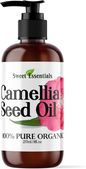 Sweet Essentials Organic Camellia Seed Oil | Imported From Japan | 8oz Bottle | 100% Pure | 100% Organic | For Hair & Skin Use | Japanese Beauty Oil | Camellia Oleifera