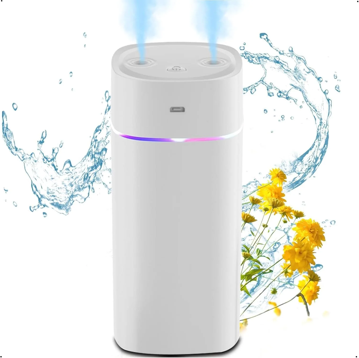 X spring Air Humidifier, 600ML Quiet Humidifiers for Bedroom, USB Personal Desktop Humidifier, Portable Cool Mist Humidifier with Colorful Mood Lights, Auto Shut-Off Humidifiers for Office, Bedroom