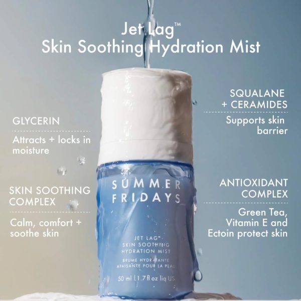 ⁦Summer Fridays Jet Lag Essentials Skincare Set - Travel Size Skincare Kit Including Jet Lag Eye Patches, Hydration Mist, Deep Hydration Face Serum & Mask (4 Count)⁩ - الصورة ⁦6⁩