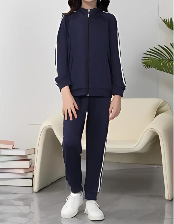 ⁦Girls 3 Piece Outfits Sweatsuit Zip Up Sweatshirt, T-shirt and Sweatpant,Tracksuit Athletic Jogger Sets, material of high quality⁩ - الصورة ⁦3⁩