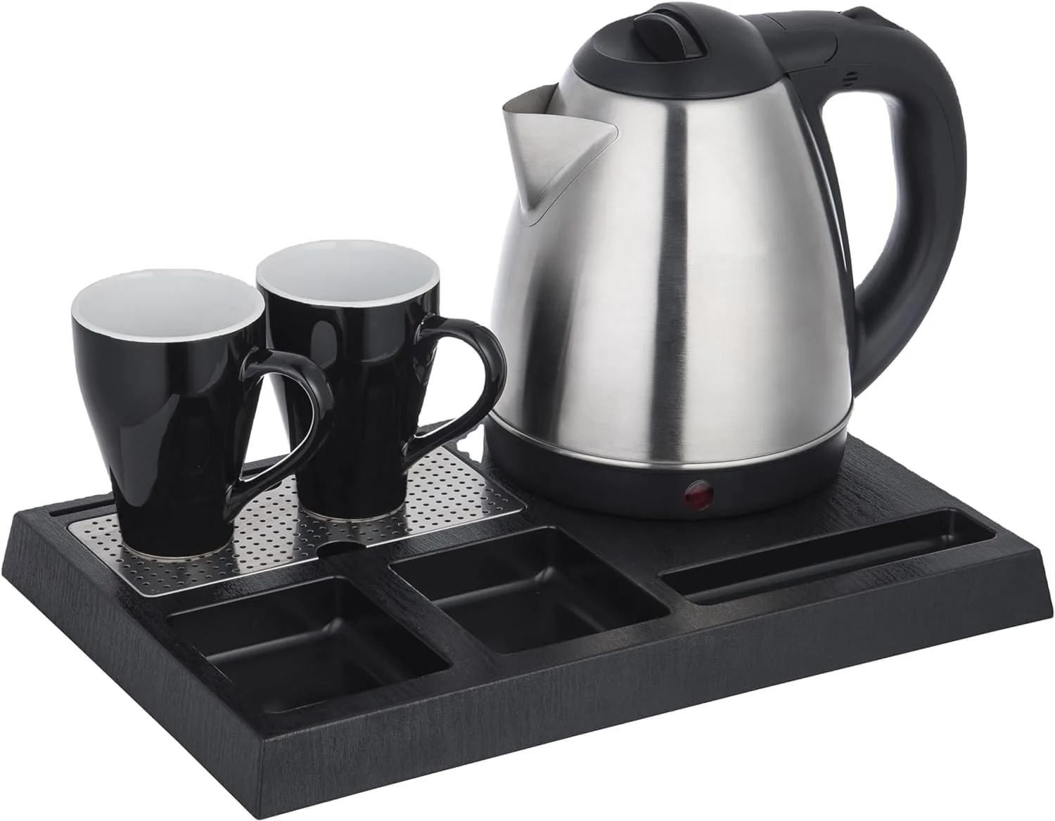 1.2L 1500W Stainless Steel Electric Water Kettle Set with 2 Cups for Tea and Coffee and Serving Tray | Water Kettle for Hotels, Offices & Homes | Hotel Water Kettle