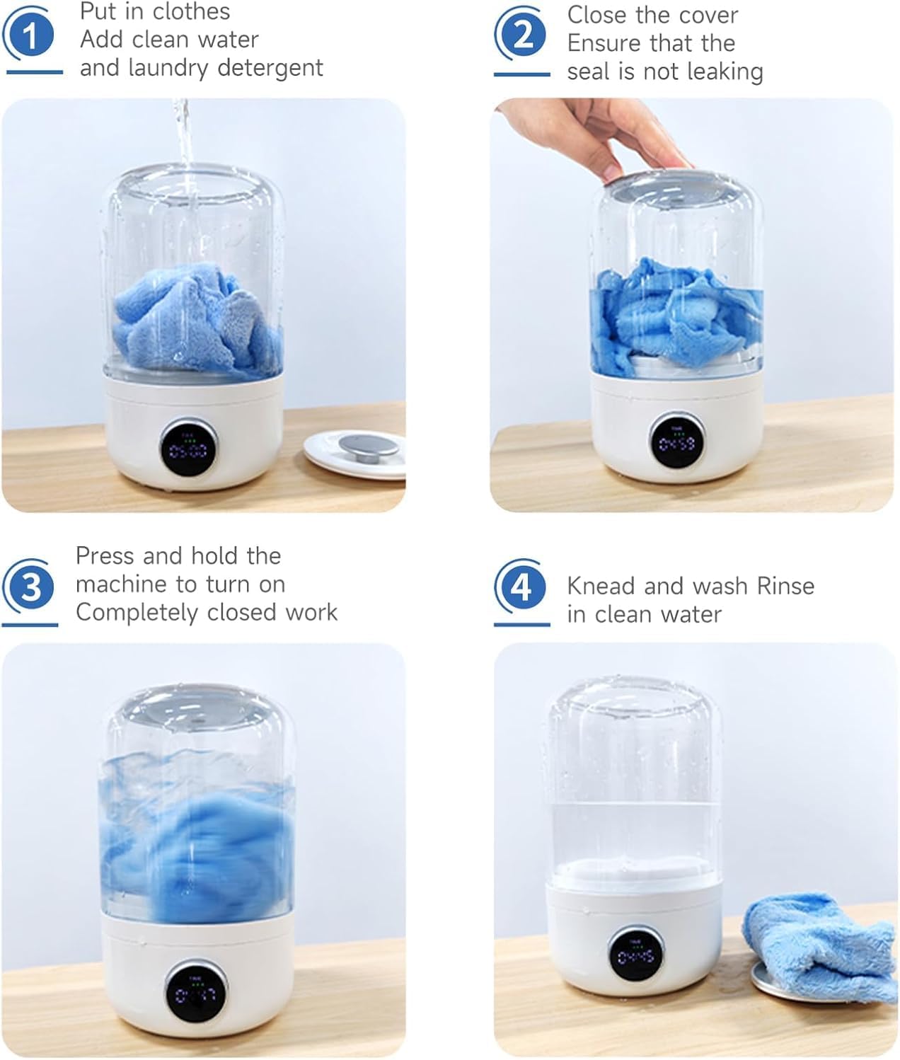 Mini Portable Washing Machine,1.2L Compact Washer for Small Loads,Ideal for Washing Underwear,Socks,and Delicates,Perfect for Apartments,Hotels,Travel,Energy Efficient,Space-Saving,Easy to Use(White) 5 Mini Portable Washing Machine,1.2L Compact Washer for Small Loads,Ideal for Washing Underwear,Socks,and Delicates,Perfect for Apartments,Hotels,Travel,Energy Efficient,Space-Saving,Easy to Use(White) - الصورة 5