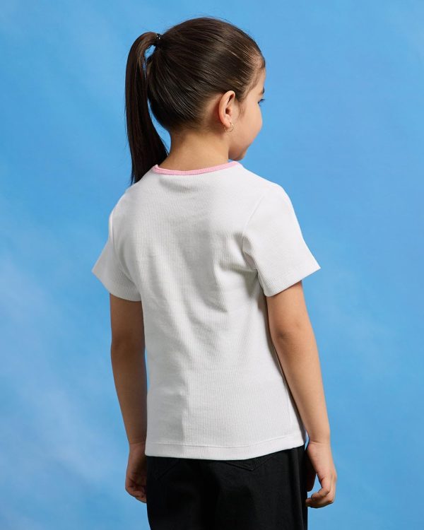 ⁦REDTAG Girls White Lemon Printed T-Shirt⁩ - الصورة ⁦4⁩