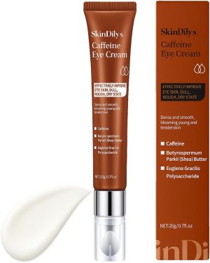 Skindilys Australia Caffeine Eye Cream 20g / Antioxidant, Promote Microcirculation, Reduce Puffiness, Dark Circles, Fine Lines, and Hydrate Deeply for Smoother, Firmer, and Brighter Under-Eye Skin