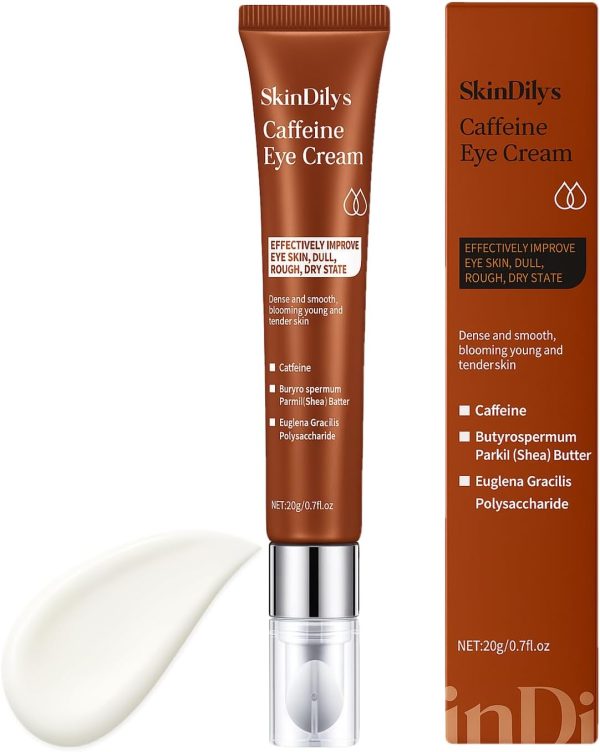 Skindilys Australia Caffeine Eye Cream 20g / Antioxidant, Promote Microcirculation, Reduce Puffiness, Dark Circles, Fine Lines, and Hydrate Deeply for Smoother, Firmer, and Brighter Under-Eye Skin