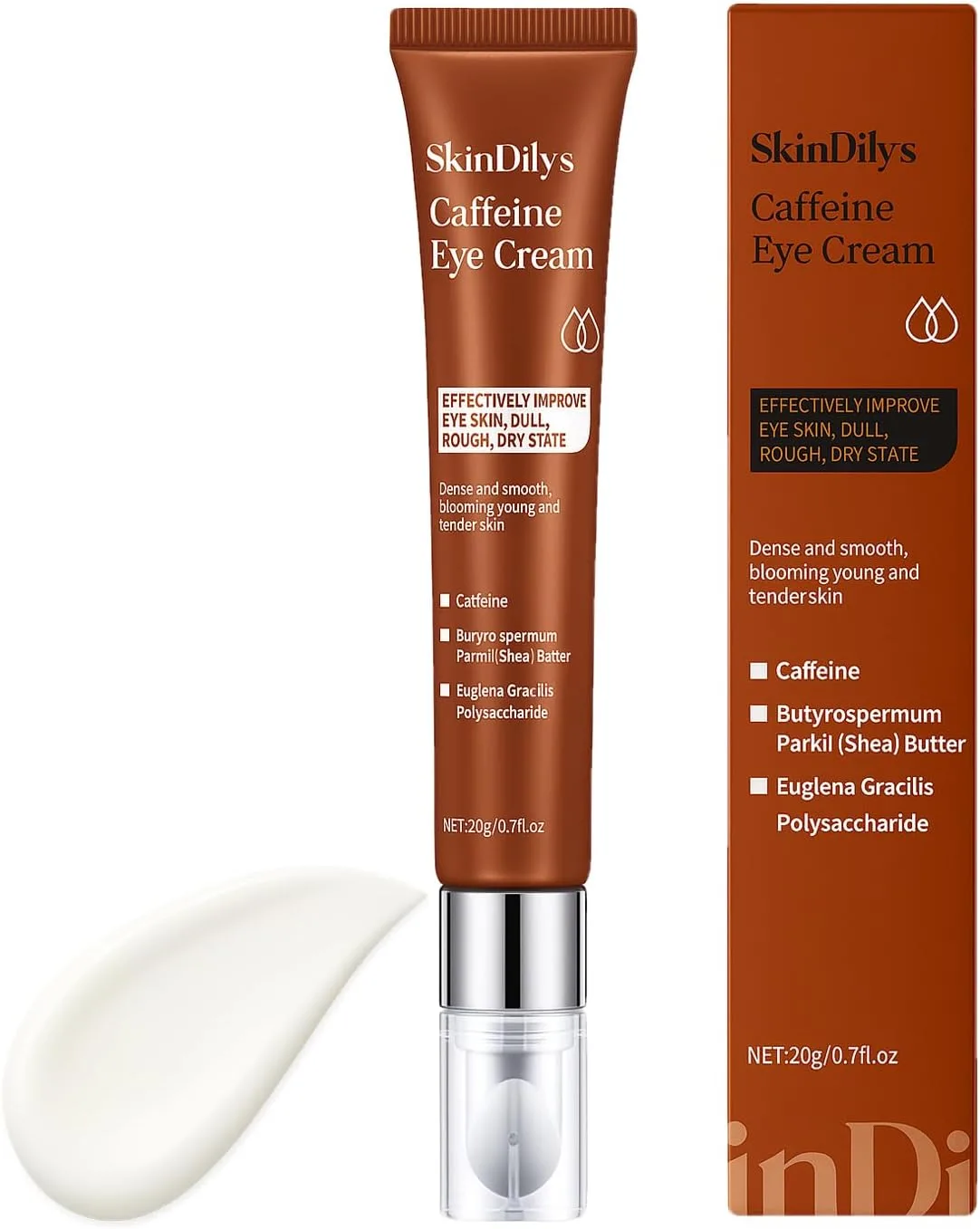 Skindilys Australia Caffeine Eye Cream 20g / Antioxidant, Promote Microcirculation, Reduce Puffiness, Dark Circles, Fine Lines, and Hydrate Deeply for Smoother, Firmer, and Brighter Under-Eye Skin