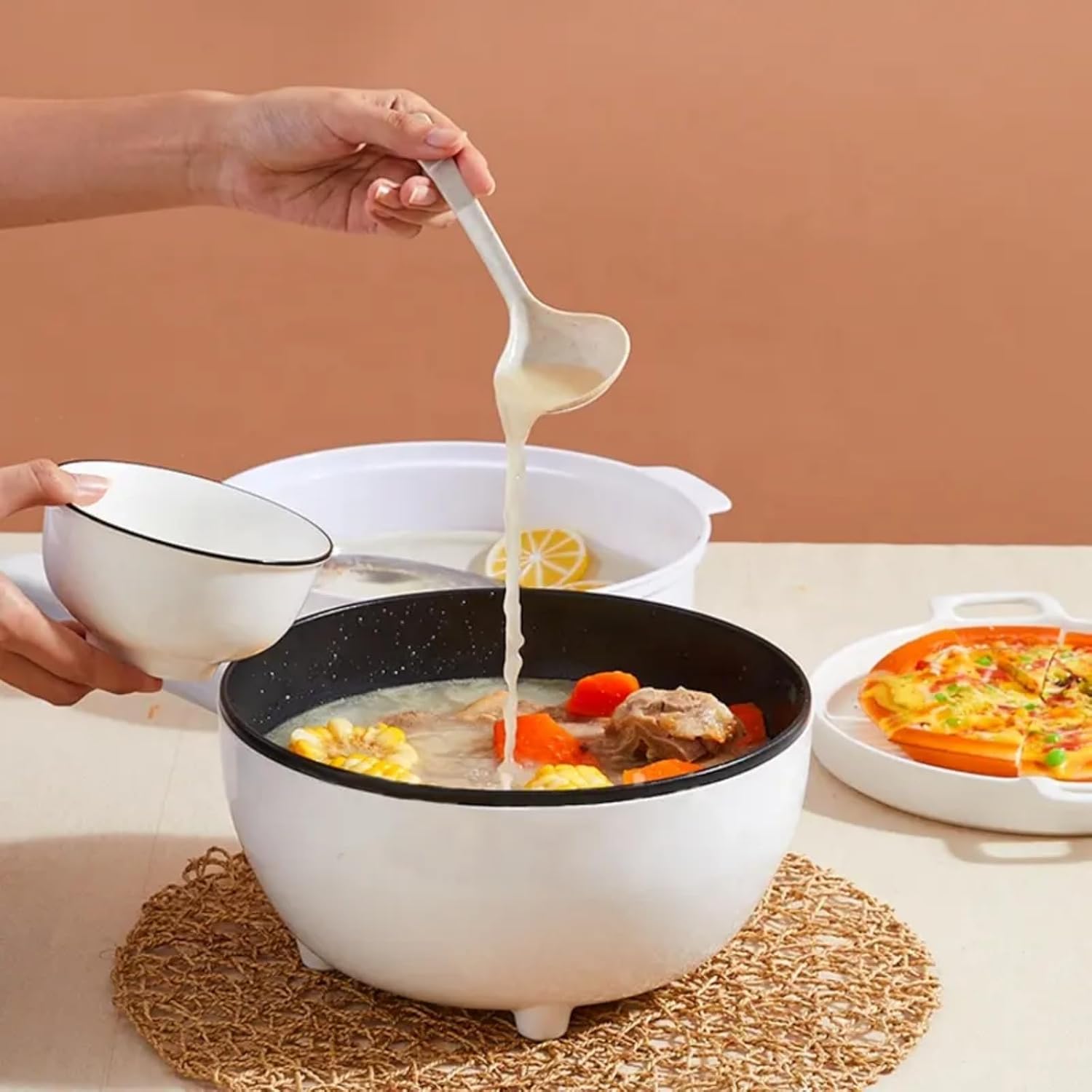 CCOVERY 3.5L Electric Hot Pot,Double-flavor Hot Pot,with Steamer & Temperature Control,Two Power Adjustments Multifunctional Non-stick Pot, Portable Saucepan Electric Cooking Pot 5 CCOVERY 3.5L Electric Hot Pot,Double-flavor Hot Pot,with Steamer & Temperature Control,Two Power Adjustments Multifunctional Non-stick Pot, Portable Saucepan Electric Cooking Pot - الصورة 5