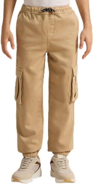 REDTAG Senior Boys Beige Cargo Jogger Trousers