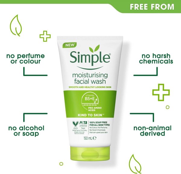 ⁦Simple Kind to Skin Moisturising Facial Wash (150ml) - Pack of 2⁩ - الصورة ⁦4⁩