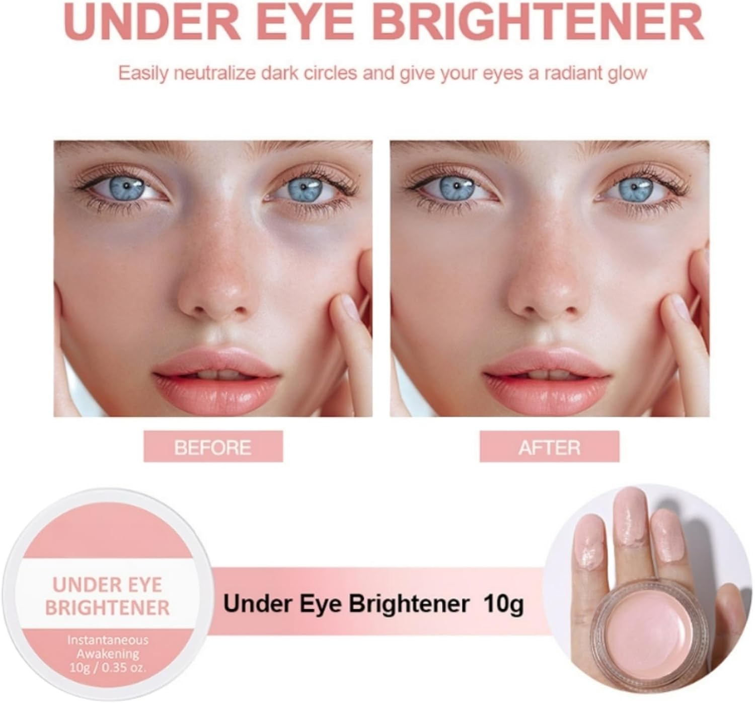 Under Eye Brightener, Color Corrector for Dark Circles, Eye Concealer Colour-Correcting Pink Cream, Blemish Concealer Korean Makeup for Dark Circles 2 Under Eye Brightener, Color Corrector for Dark Circles, Eye Concealer Colour-Correcting Pink Cream, Blemish Concealer Korean Makeup for Dark Circles - الصورة 2