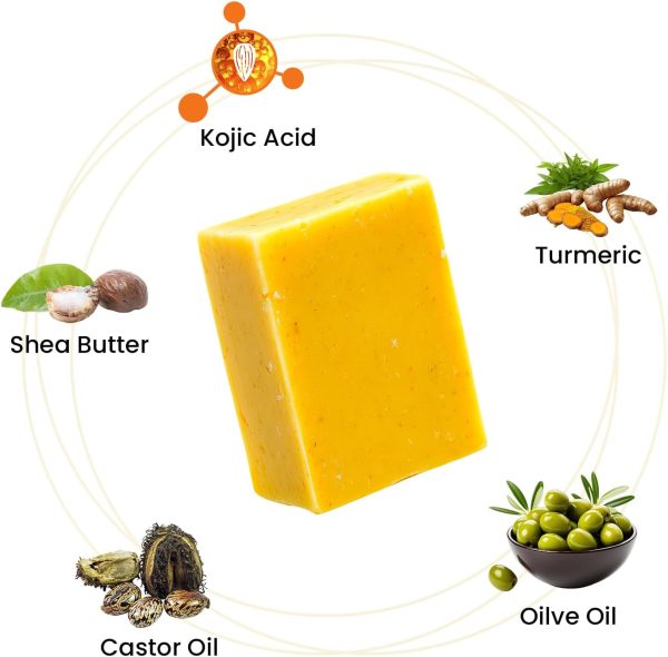 ⁦Aayuleubeda Badi Care ABC Kojic Acid Soap Bars Skin Brightening Soap for Face, Pigmentation, Reduce Dark Spots 100g (Pack of 1)⁩ - الصورة ⁦4⁩
