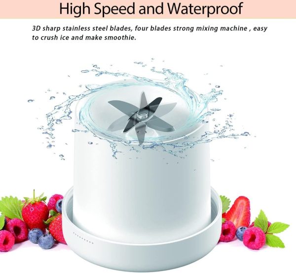 ⁦Tazweeq Portable Blender, Fresh Juicer Personal Size, Battery Powered USB, Four Blades, Mini Travel Bottle for Juice, Shakes, and Smoothies, On The Go for Sports, Travel & Office⁩ - الصورة ⁦8⁩