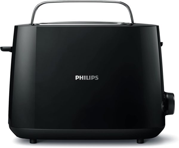 ⁦Versuni Philips Toaster, 8 Settings, Integrated bun warming rack, Compact design, Black, HD2581/91⁩ - الصورة ⁦2⁩