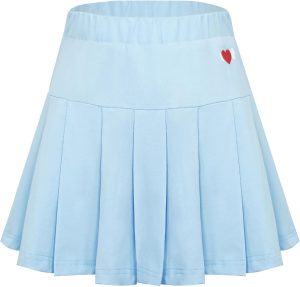 SEAUR Kids Girls Short Skirt Pleated Skater Skirt Elastic Waist Tennis Skort School Uniform Cotton Sport Skirt with Inner Shorts for 3-11 Years