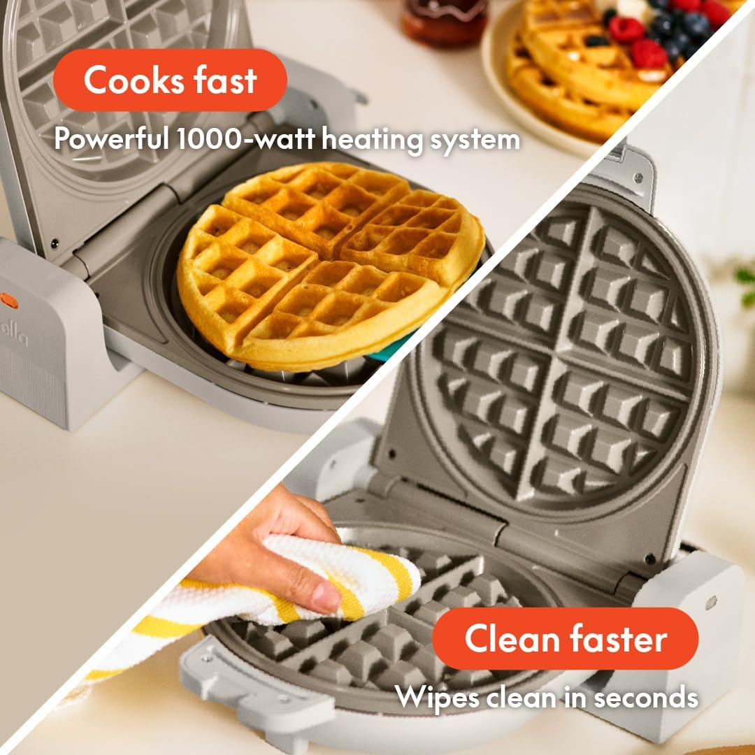 Bella Flip-n-Store EverGood™ Ceramic Nonstick Coating Waffle Maker, Fits Anywhere™ Cookware, Power Indicator Light, Cool Handle & Wrap 4 Bella Flip-n-Store EverGood™ Ceramic Nonstick Coating Waffle Maker, Fits Anywhere™ Cookware, Power Indicator Light, Cool Handle & Wrap - الصورة 4