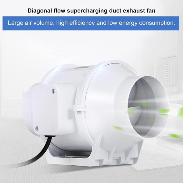 ⁦Kitchen Duct Fan, 4 Inch 220 V Inline Exhaust Air Fan, Flowing Ventilation System For Duct Vent Bathroom, Kitchen, Grow Tent, Hydroponics, 31 DB⁩ - الصورة ⁦6⁩