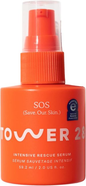 Tower 28 SOS Intensive Rescue Serum for Sensitive Skin, Hypochlorous Acid Skin Care, Soothes Irritation, Helps Reduce Face Redness, 2 FL Oz