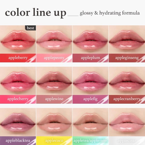 ⁦NOONI Korean Vegan Appleseed Lip Oil - Applepeony | Long-Lasting, Moisturizing, Plumping, Revitalizing for Dry Lips, Waterproof, No Peel Off, Hydrating, Nourishing Crystal Clear, 0.12 FL Oz⁩ - الصورة ⁦8⁩