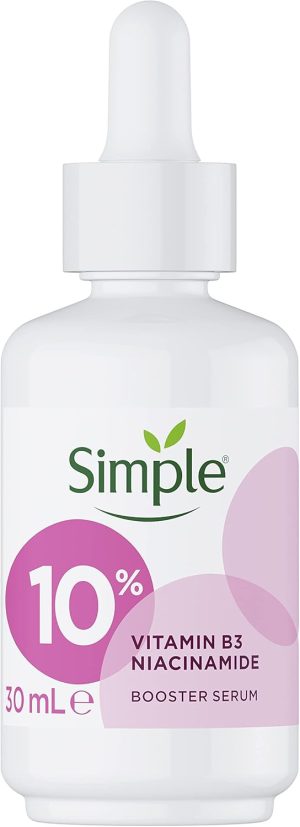 Simple 10% Niacinamide Booster Serum - Face Serum with Vitamin B3 & B5 – Evens Skin Tone & Texture, Strengthens Skin Barrier, For All Skin Types Including Sensitive Skin 30 ml