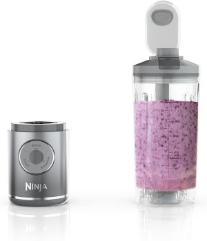 Ninja Blast Max, Portable Blender + Twist & Go, Personal Blender, Ninja Blender, Smoothie, Blend, Ice Crush, 3 Programs, Cordless, 22 oz removable Vessel, Dishwasher Safe, Leakproof, Silver, BC251SL