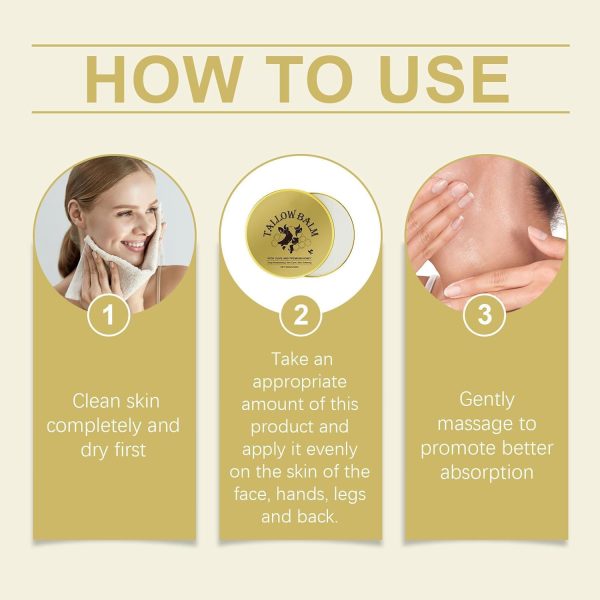 ⁦Beef Tallow for Skin Moisturizer, Tallow and Honey Cream Face, Organic Beef Tallow Balm with Castor Oil, Honey Beeswax, Grass Fed Tallow Balm for Face And Body, Hydrating, 3.53 oz⁩ - الصورة ⁦6⁩