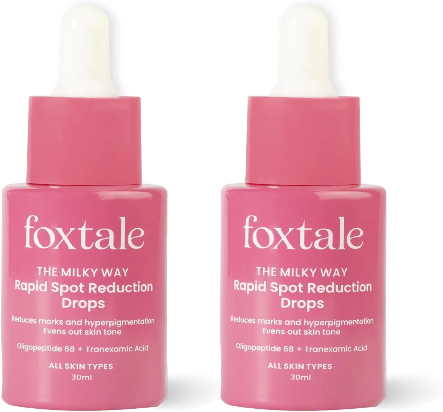 FoxTale (Pack Of 2) 3% Tranexamic Acid&Peptide Serum For Pigmentation|Reduces Marks&Hyperpigmentation|Fades Dark Spots|Brightens And Evens Out Skin Tone|All Skin Types|Men And Women - 30 Ml