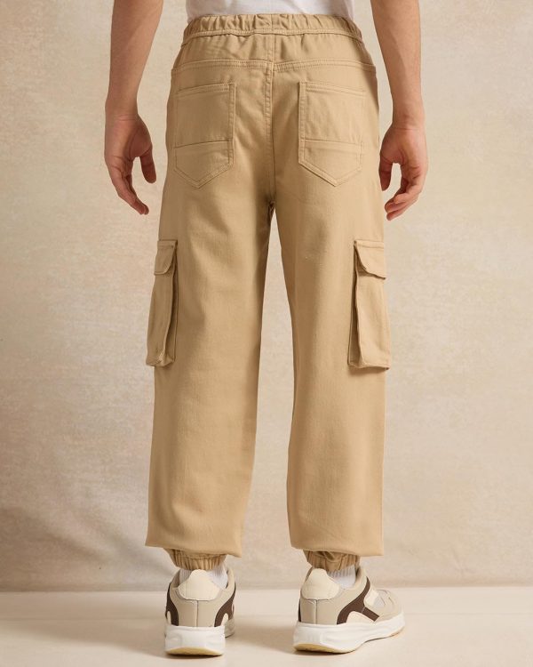 ⁦REDTAG Senior Boys Beige Cargo Jogger Trousers⁩ - الصورة ⁦3⁩