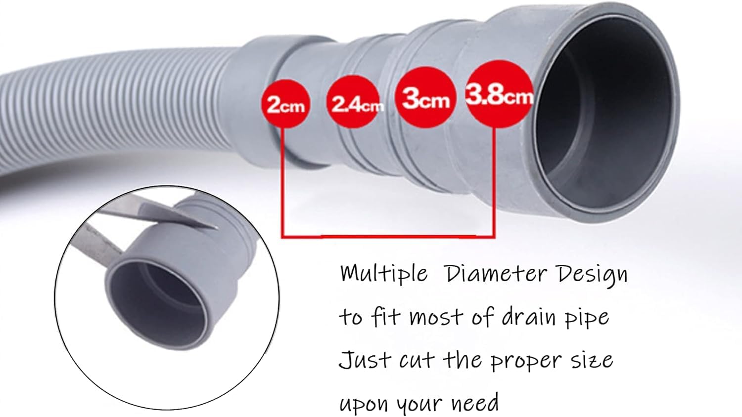 Bukela Universal Washing Machine Drain Hose Extension Kit with 1 Adapter 4 Hose Clamps 1 U-Bend Hose Bracket (3m) Fits Kitchen Dishwasher 2 Bukela Universal Washing Machine Drain Hose Extension Kit with 1 Adapter 4 Hose Clamps 1 U-Bend Hose Bracket (3m) Fits Kitchen Dishwasher - الصورة 2