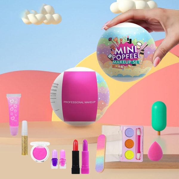⁦Kids Safe Washable Make up Set for Girls, Includes Lipstick, Eyeshadow, Blush, Nail Polish, Glitter and More, Perfect for Party, Dress Up, Pretend Play, Birthday Gift⁩ - الصورة ⁦3⁩