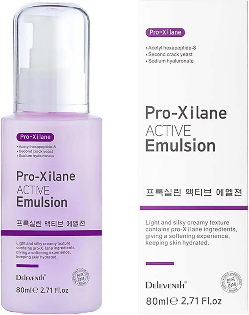 DEleventh Korean Brand Pro-Xylane Active Emulsion 80ml / Anti-Wrinkle, Moisturizing, Anti-Aging, Tighten and Delicate Skin, Improve Darkening, Repair Damaged Cells, and Block UV Rays