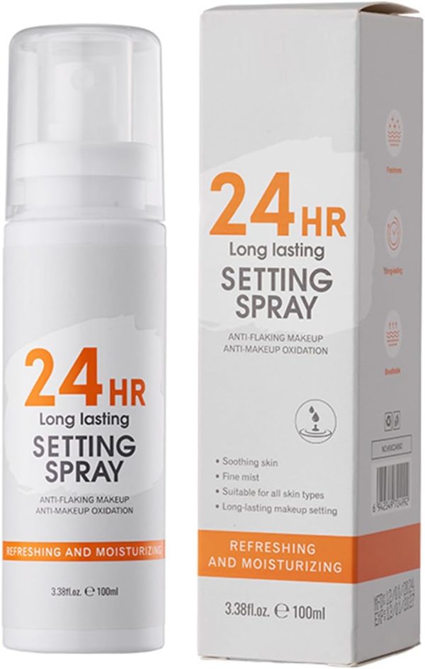 24-Hour Long-Lasting Makeup Setting Spray for All Skin Types, Anti-Flaking & Anti-Oxidation, Fine Mist Coverage, Hydrating & Refreshing, with Aloe Vera & Botanical Extracts, Perfect for Daily Wear