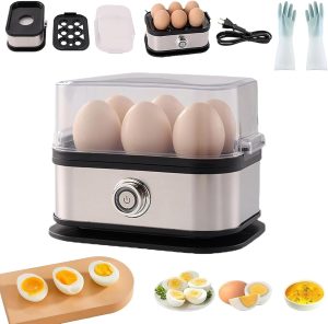 Smart Egg Cooker with Auto Shut-off, Effortless Egg Cooking with The Ultimate Stainless Steel EggCooker, Multi-Function 6-in-1 Electric Rapid Egg Cooker for Poached with Auto Shut Off (1 Pcs)