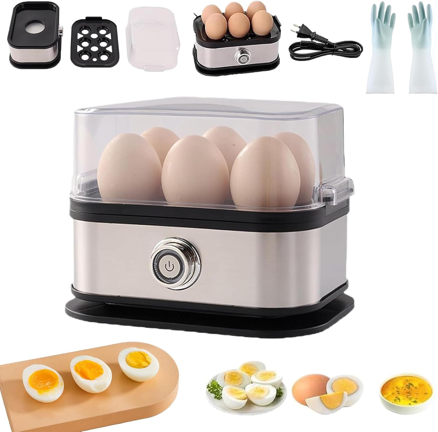 Smart Egg Cooker with Auto Shut-off, Effortless Egg Cooking with The Ultimate Stainless Steel EggCooker, Multi-Function 6-in-1 Electric Rapid Egg Cooker for Poached with Auto Shut Off (1 Pcs) 1 Smart Egg Cooker with Auto Shut-off, Effortless Egg Cooking with The Ultimate Stainless Steel EggCooker, Multi-Function 6-in-1 Electric Rapid Egg Cooker for Poached with Auto Shut Off (1 Pcs)