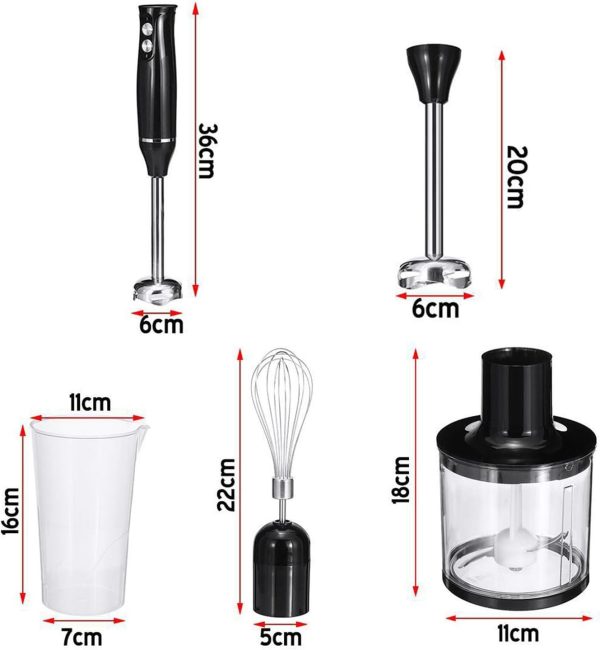 ⁦LinJie Hand Blender, Stainless Steel Handheld Blender, 500W 4-In-1 Hand Mixer Stick, Ideal for Smoothies, Shakes, Baby Food, Soup, Grinding Ingredients, Vegetables & Fruits⁩ - الصورة ⁦6⁩
