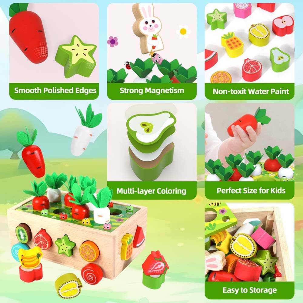 EDUTREE Toddlers Montessori Wooden Educational Toys for Baby Boys Girls Age 1 2 3 Year Old,Wooden Sorting Toys Preschool Educational Gift, Wood Preschool Learning Fine Motor Skills Game, Carrots Gifts 4 EDUTREE Toddlers Montessori Wooden Educational Toys for Baby Boys Girls Age 1 2 3 Year Old,Wooden Sorting Toys Preschool Educational Gift, Wood Preschool Learning Fine Motor Skills Game, Carrots Gifts - الصورة 4