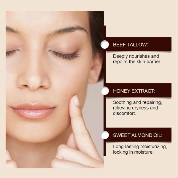 ⁦Tallow Cream, Balm Face Moisturizer for to Reduce Fine Lines and Wrinkles, Tallow Balm Natural Skin Care Balm Moisturizer, Facial Sensitive Skin Care (4.23oz)⁩ - الصورة ⁦5⁩