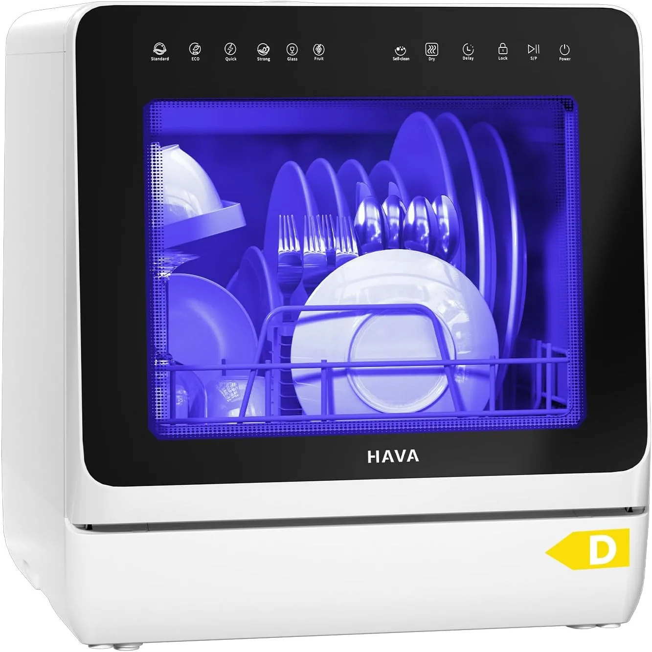 HAVA 2025 NEW Upgraded Table Top Dishwasher with Water Softener and Enhanced Energy Efficiency, Portable Dishwasher with 8 Wash Programs, Child Lock & Delayed Start Function, No Installation Needed