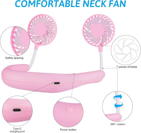 ⁦SZ-Jiaoyu Mini Handheld USB Facial Fan for Hands-Free Sports, Mini Cooling Fan Around Your Neck for Travel, Office, Home Room, Outdoor Sports, 300x190 Multi Color⁩ - الصورة ⁦4⁩