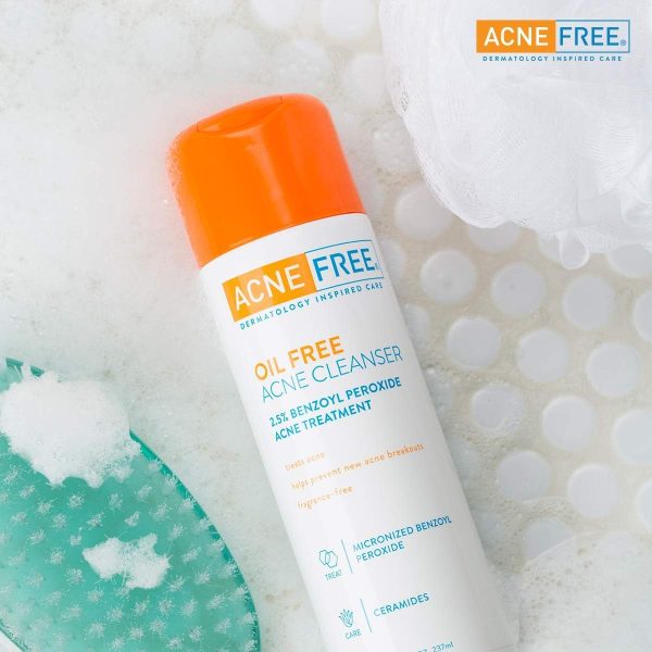 ⁦AcneFree Acne Free Oil-Free Acne Cleanser, Benzoyl Peroxide 2.5% Acne Face Wash with Glycolic Acid to Prevent and Treat Breakouts, 8 Ounce⁩ - الصورة ⁦6⁩